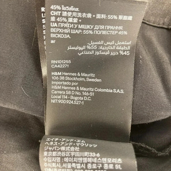 H&M Satin Ballon Sleeve Wrap-Front Dress | Black | Size S | Witchy, Whimsy Goth - Picture 6 of 7